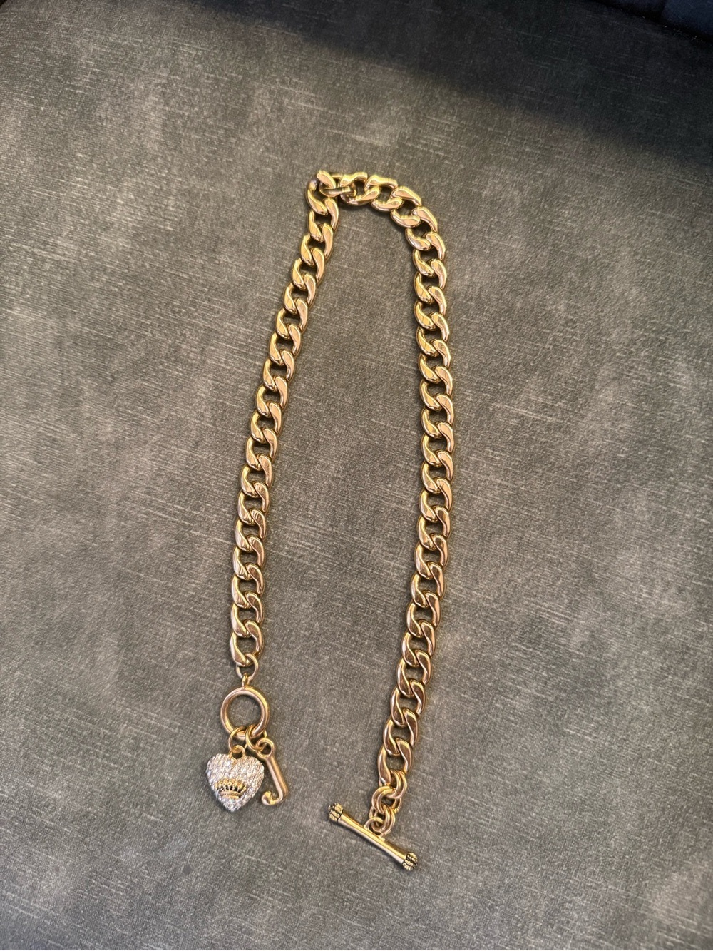 Gold-Tone Heart Padlock Chain Bracelet